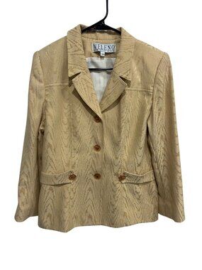 Vintage Veleno New York Woodgrain Textured Blazer Jacket Size 10 Retro Chic
